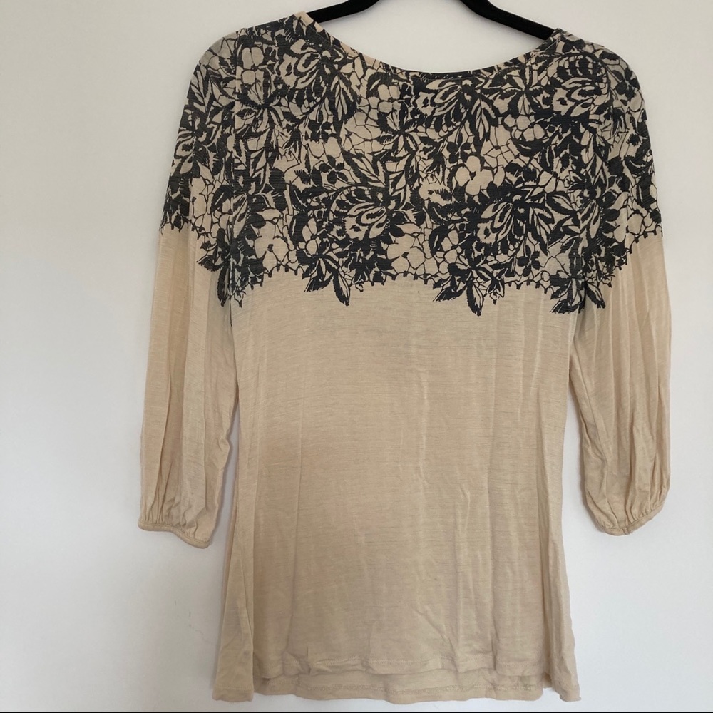 Anthropologie Deletta Cream and Black Top - Picture 5 of 6